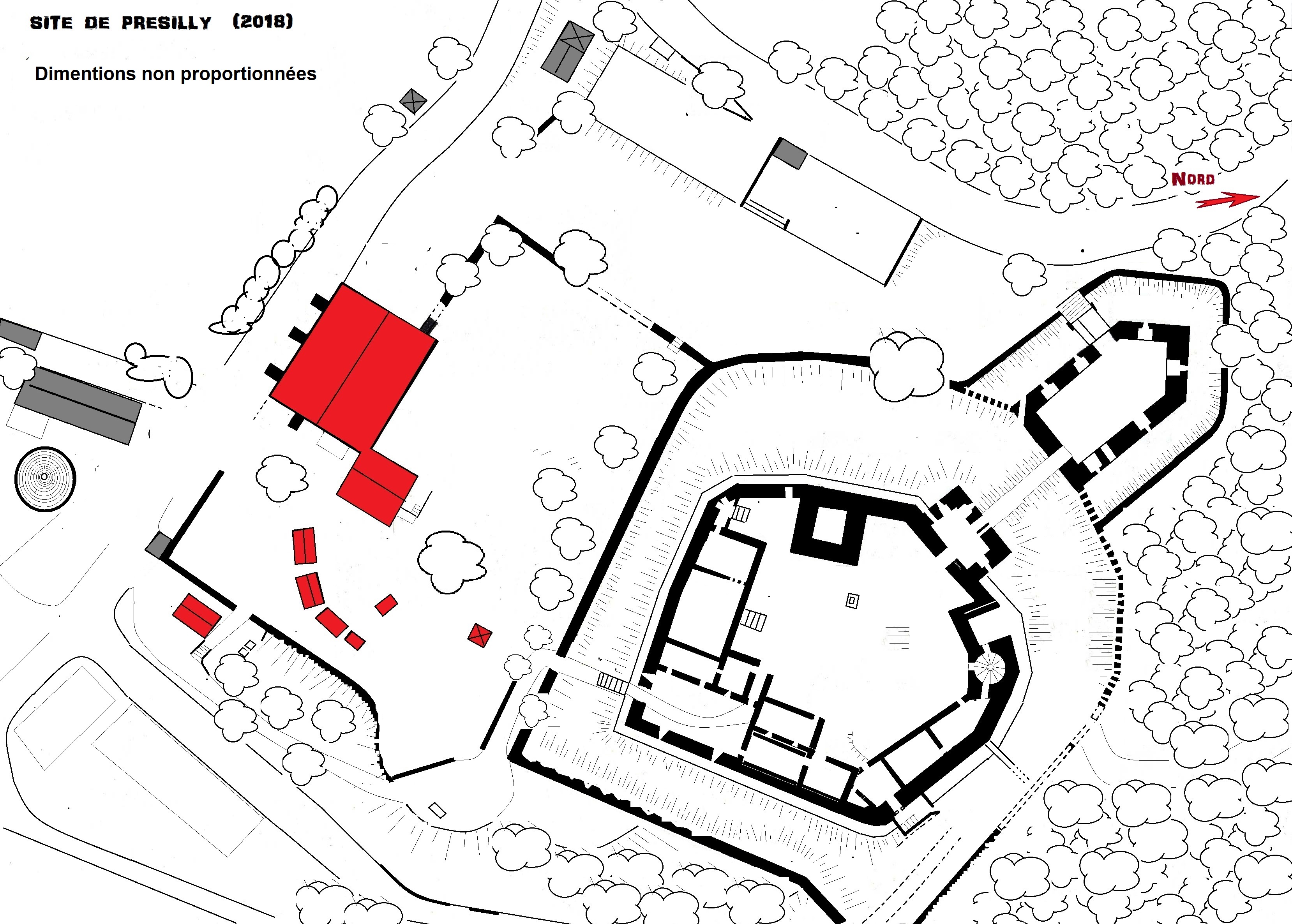 Plan du site du Château de Présilly
